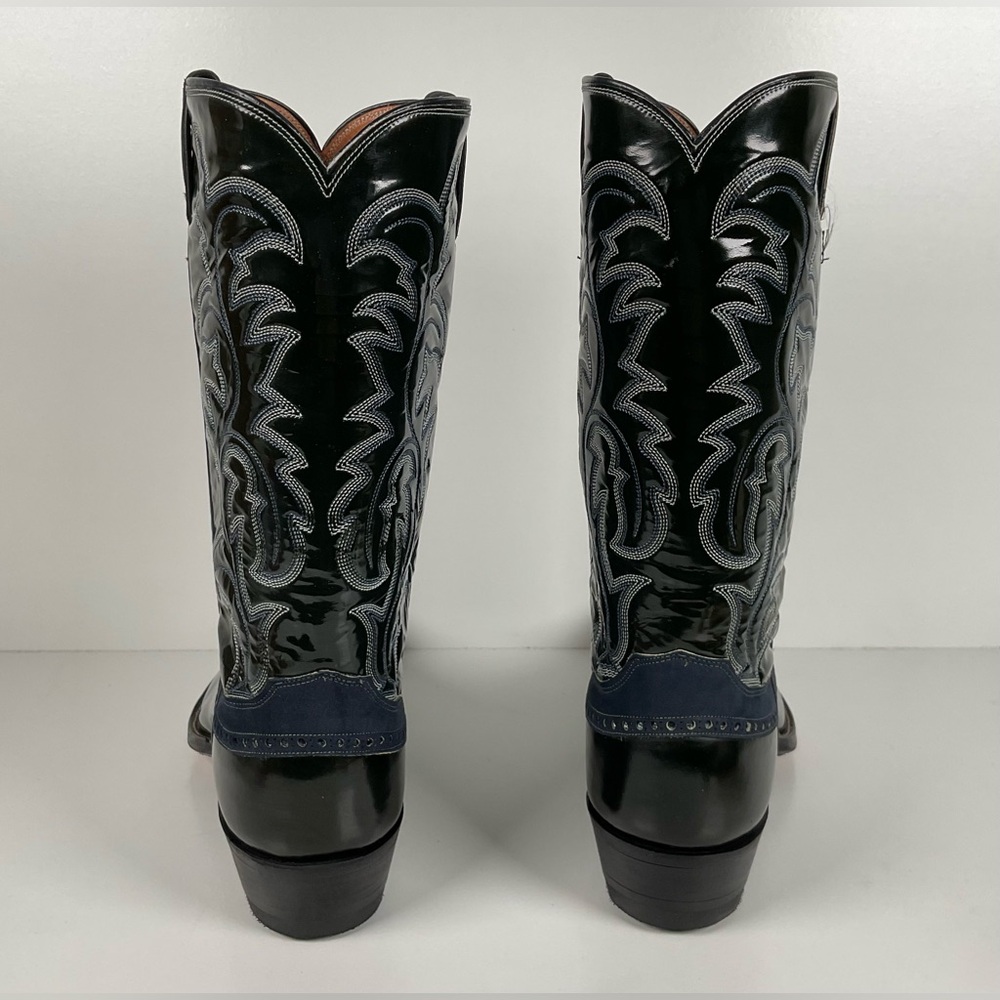 Vintage Justin Algonquin Toe Cowboy Boots | Royal Blue | Patent Leather | 12 EE - Picture 16 of 16